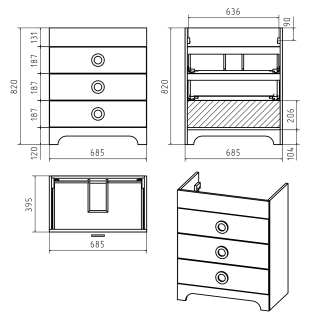 Напольная тумба под раковину Misty Лейла 70см белый